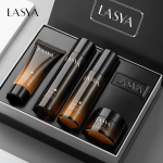 LASYA Men's 4-Piece Revitalizing Skincare Kit With 1 Box Mask & Premium Gift Bag, Oil Control Hydrating Anti-Aging Facial Care Gift Set For Him