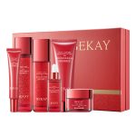 BEKAY Saffron Anti-Aging Firming 6-Piece Skin Care Set, Hydrating Brightening Wrinkle Reducing Facial Kit For All Skin Types