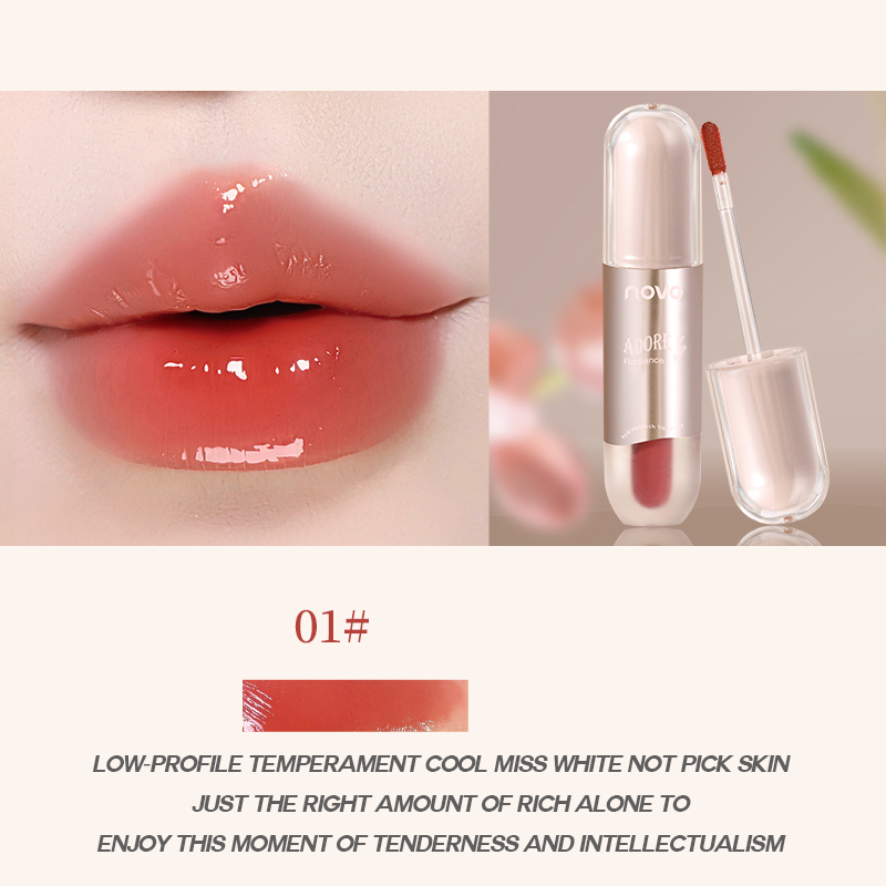 11C5AYE9HA8K1TGDE6AP29B9HP NOVO Hydrating Gloss Lip Gloss #01, Long Lasting Mirror Water Shine Lip Tint, Moist Plump Glossy Lip Makeup 3.5g Fast Shipping From US-LAX2 Warehouse - Image 1