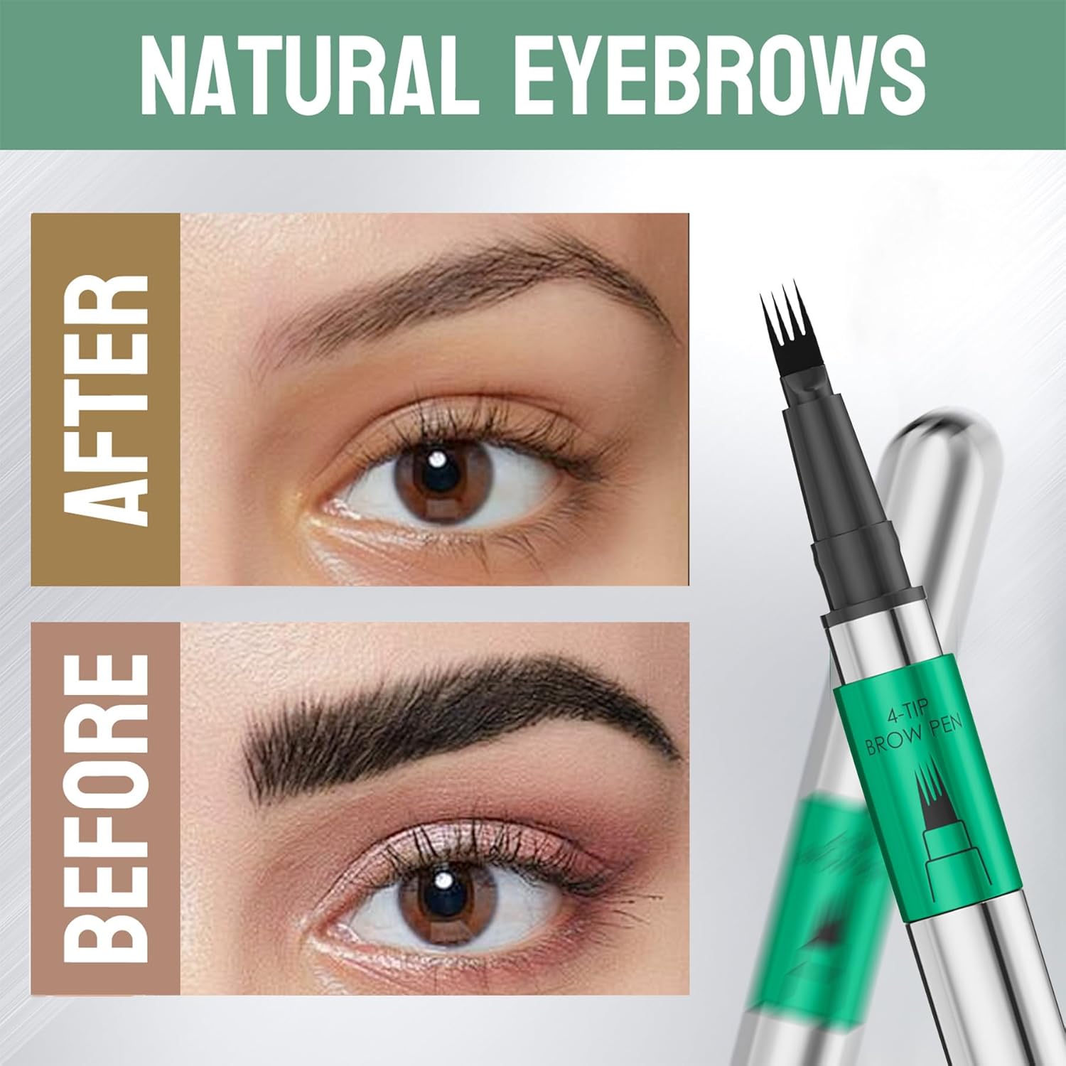 1VNSY900368VRTD9ADBB4GBDVM 4-Tip Wild Brow Microblading Eyebrow Pen, Waterproof Long Lasting Liquid Brow Pen Light Brown, Natural Hair-Like Strokes Eyebrow Makeup Fast Shipping From US-ATL2 Warehouse - Image 1