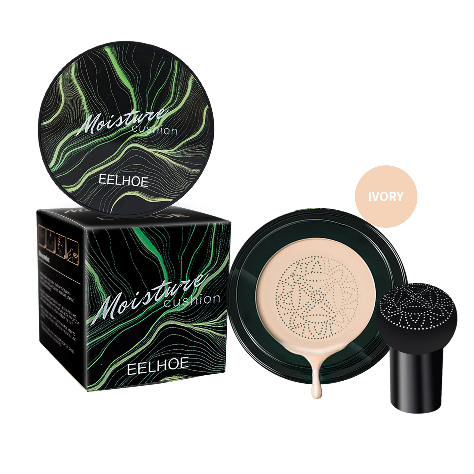 3P1CFSTSM29718W68FV5VHKRVS EELHOE Mushroom Head Air Cushion BB Foundation - Dark Complexion, Hydrating High Coverage Waterproof Cushion Cream With Hyaluronic Acid Fast Shipping From US-LAX2 Warehouse - Image 1