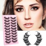 10 Pairs D Curl Russian Volume False Eyelashes, Fluffy Long Thick Faux Mink Cluster Lashes For Halloween Party Stage Makeup
