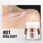 4g LANGMANNI Silver Shimmer Highlight Powder with Built-in Sponge Puff, Face & Body Illuminator Glitter Makeup, Long Lasting Party Shimmer, Fast Shipping From US-LAX Warehouse