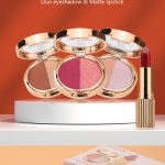 O'CHAIN 2 In 1 Makeup Set, Dual Tone Matte Shimmer Eyeshadow Palette + Velvet Matte Lipstick Portable Daily Cosmetic Kit Fast Shipping From US-LAX Warehouse