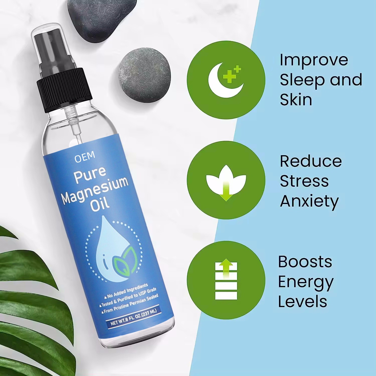 主图4 237ml Pure Magnesium Oil Body Spray, Topical Absorbable Muscle Relaxing Stress Relief Sleep Improving Body Care Mist Fast Shipping From US-LAX Warehouse - Image 1